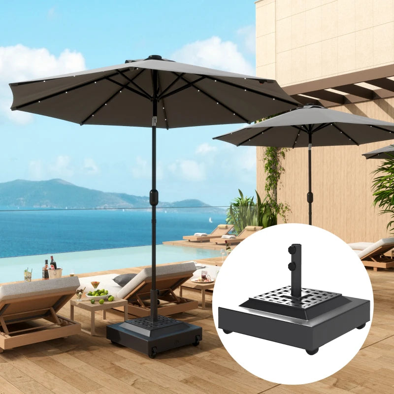 Outdoor Umbrella Base with Wheels, Heavy Duty Patio Umbrella Base, Patio Umbrella Holder, Black