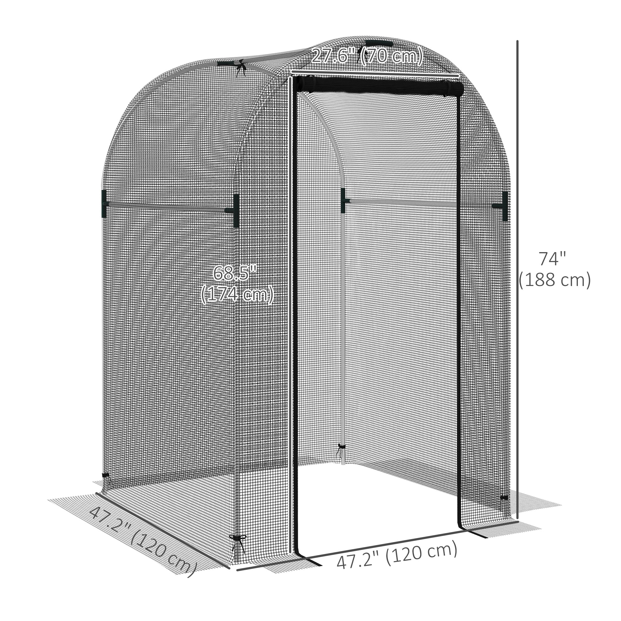 Outsunny Galvanized Steel Crop Cage, Plant Protection Tent with Zippered Door, 4' x 4', Black