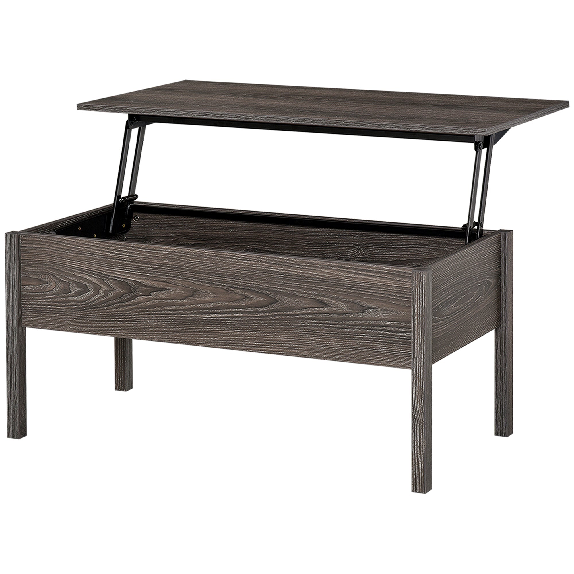 HOMCOM Grey 39" Modern Lift Top Coffee Table: Center Table with Hidden Storage Compartment for Living Room