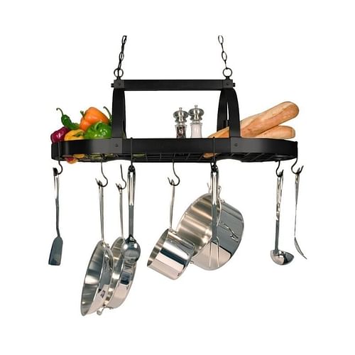 Rustic 2 Light 10 Hook Ceiling Mounted Hanging Pot Rack in Bronze - Free Shipping