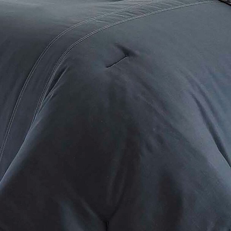 Full/Queen size 100% Cotton Reverse Plaid Gray/White Comforter Set - Free Shipping