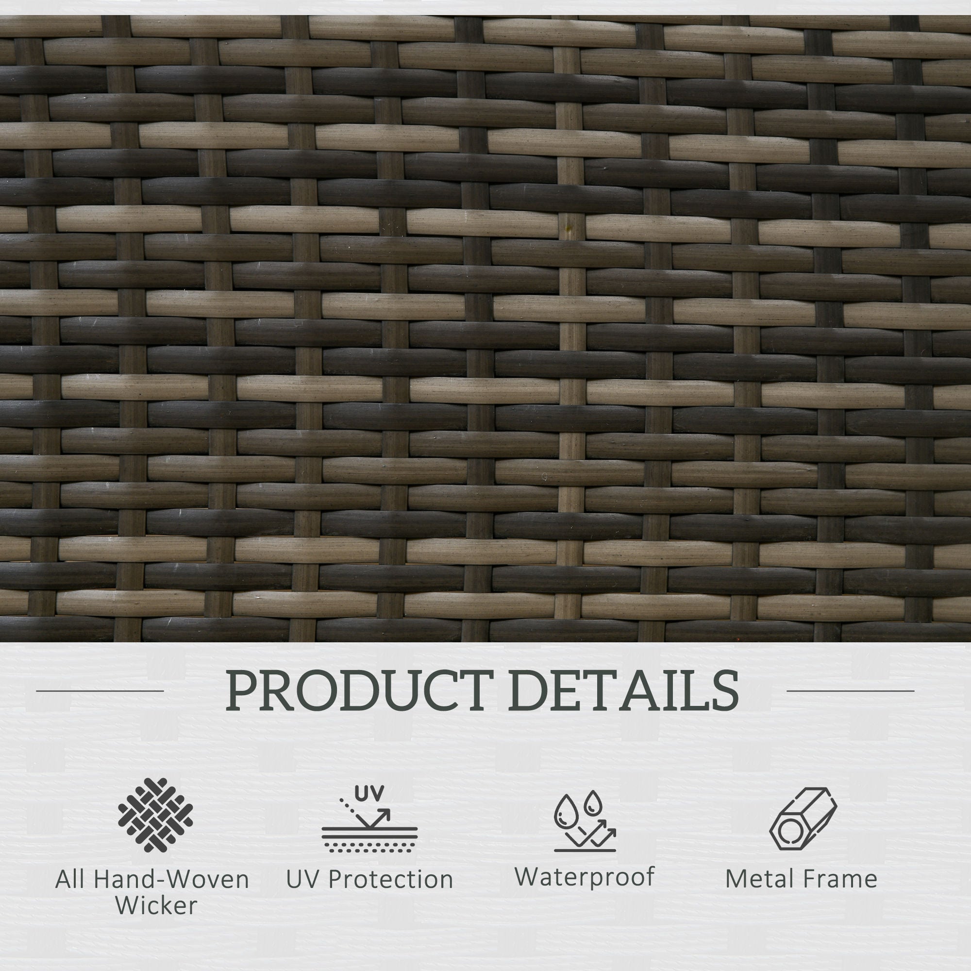 Outsunny Rattan Recliner Chair for Outside Wicker Reclining Chair with Adjustable Back Retractable Footrest Cushion Khaki