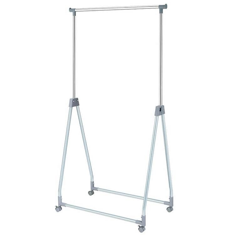 Folding Extendable Metal Garment Rack Clothes Hanging Rod with Lockable Wheels - Free Shipping