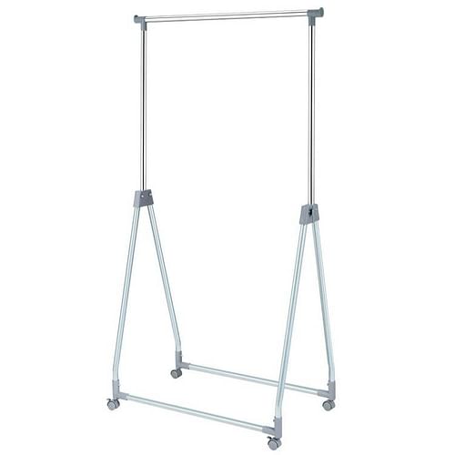 Folding Extendable Metal Garment Rack Clothes Hanging Rod with Lockable Wheels - Free Shipping