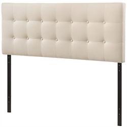 Full size Ivory Fabric Upholstered Button-Tufted Headboard - Free Shipping