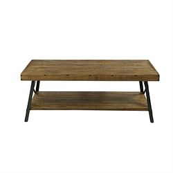 Modern Industrial Style Solid Wood Coffee Table with Steel Legs - Free Shipping