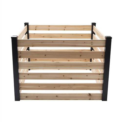 244 Gallon Outdoor Cedar Wooden Compost Bin in Natural Black Wood Finish - Free Shipping