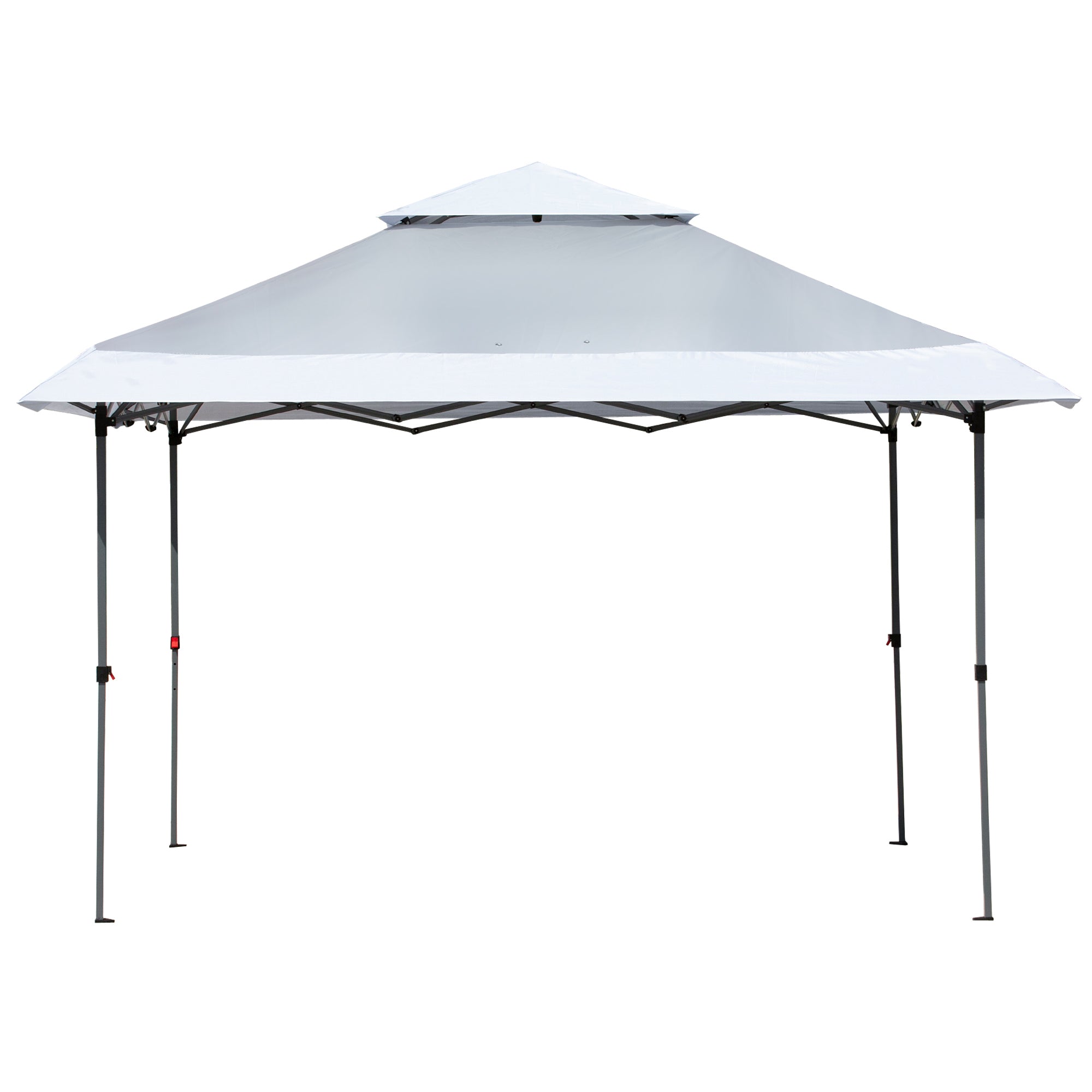 Outsunny 12' x 12' Pop Up Canopy Tent, with Double Roof and Adjustable Height for Garden Backyard, Light Grey and White