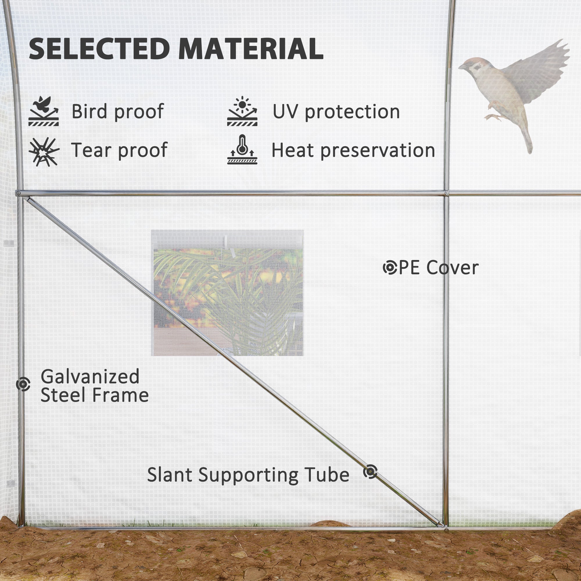 Outsunny 11.5' x 6.6' x 6.6' Portable Walk-In Tunnel Greenhouse Garden Warm House - White