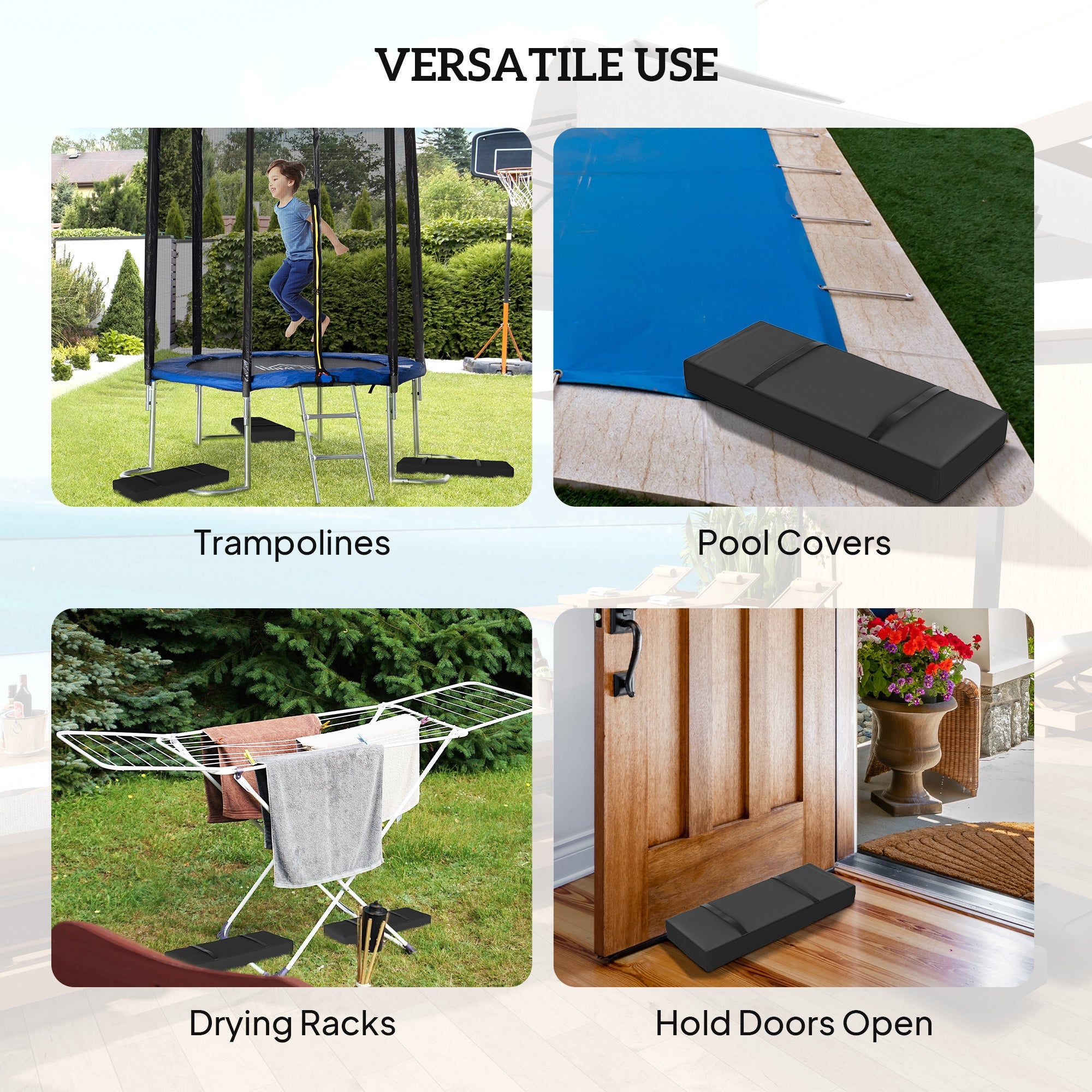 Outsunny 4PCS Patio Umbrella Base Weight Bag, Umbrella Stand Weights with Handles, 55 lbs with Sand Filling, Patio Umbrella Weights for Offset/Cantilever Umbrella Stand Base, Black