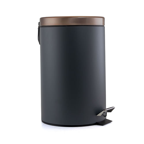 Elama 12 Liter Stylish Grey and Copper Soft Pedal Office, Kitchen and Bathroom Trash Bin - Free Shipping