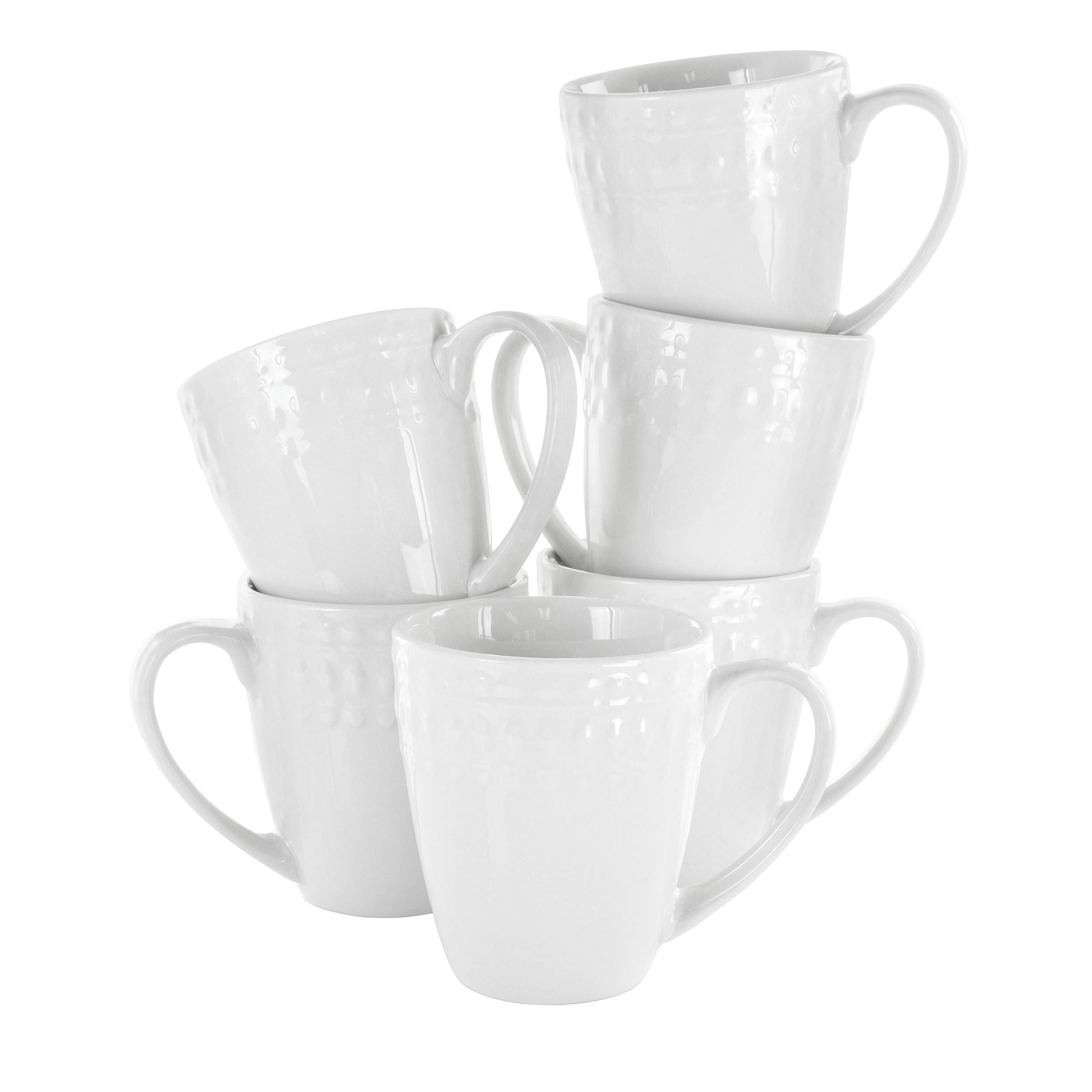 Elama Cara 6 Piece 10 Ounce Porcelain Cup Set in White - Free Shipping