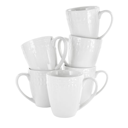 Elama Cara 6 Piece 10 Ounce Porcelain Cup Set in White - Free Shipping