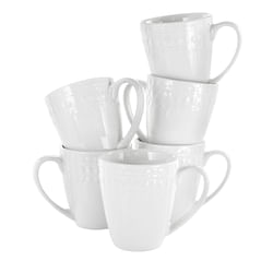 Elama Cara 6 Piece 10 Ounce Porcelain Cup Set in White - Free Shipping