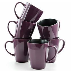 Elama Mulberry 14 oz Stoneware Mugs in Purple, Set of 6 - Free Shipping