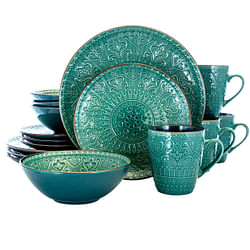 Elama Sea Foam Mozaic 16 Piece Luxurious Stoneware Dinnerware with Complete Setting for 4 - Free Shipping