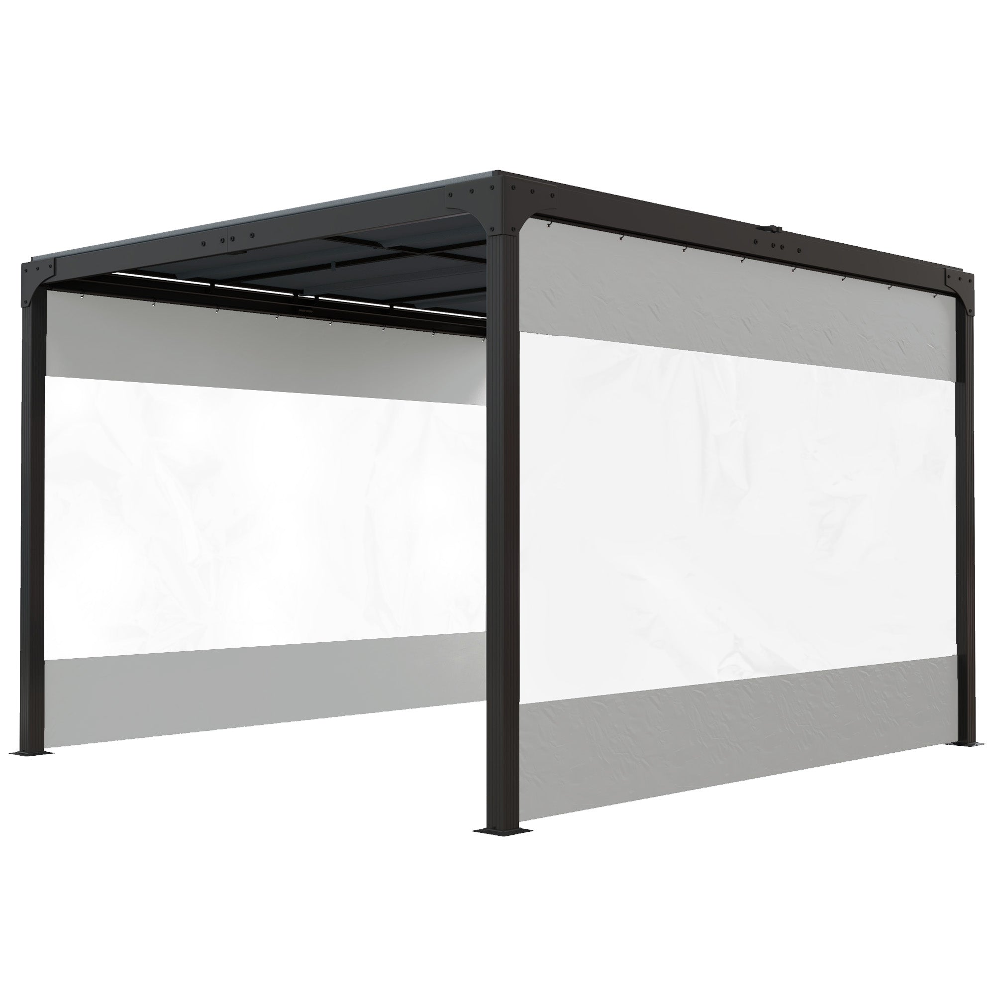 Outsunny Pergola Gazebo Curtains for 10' x 10' Pergola, 2 Pack Side Panels Replacement with Large Windows and Zipped Doors