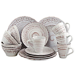 Elama Malibu Sands 16-Piece Dinnerware Set in Shell - Free Shipping
