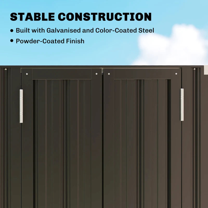 Outdoor Storage Shed with Adjustable Shelves Metal Garden Shed with Double Doors for Patio Balcony Garage