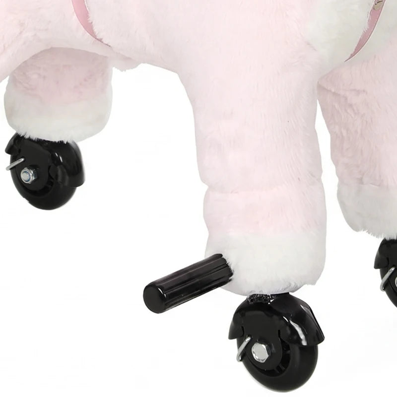Pink Unicorn Ride-On Toy with Wheels, Sounds & Plush Design for Kids Ages 2–5