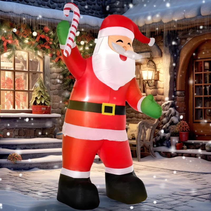 Outsunny 8ft Inflatable Christmas Santa Claus – LED Light-Up Blessings Sign, Outdoor Blow-Up Yard Display