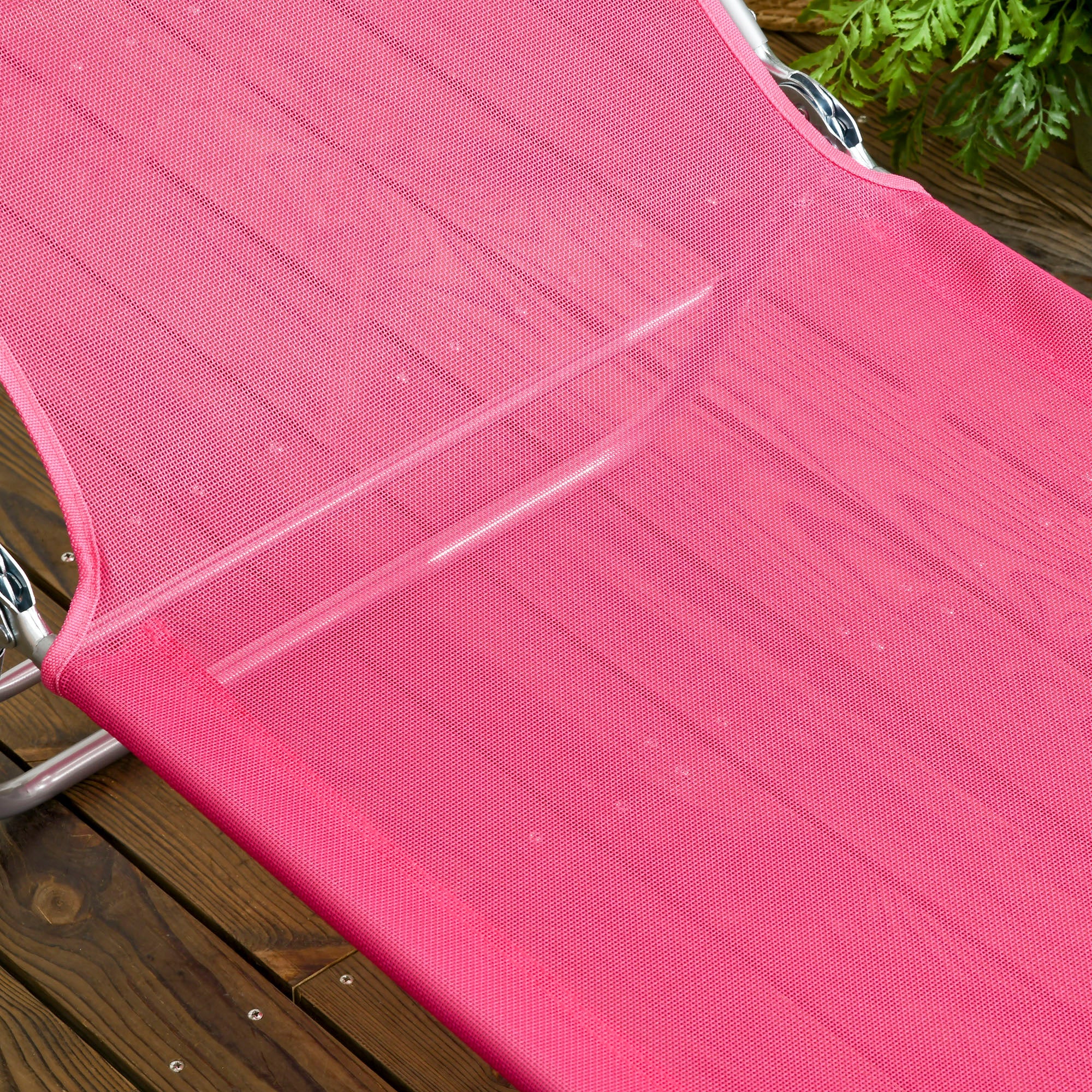 Outsunny Set of 2 Folding Chaise Lounge Chairs, Outdoor Poolside Sun Tanning Chairs w/ Pillow, Reclining Backrest, Pink