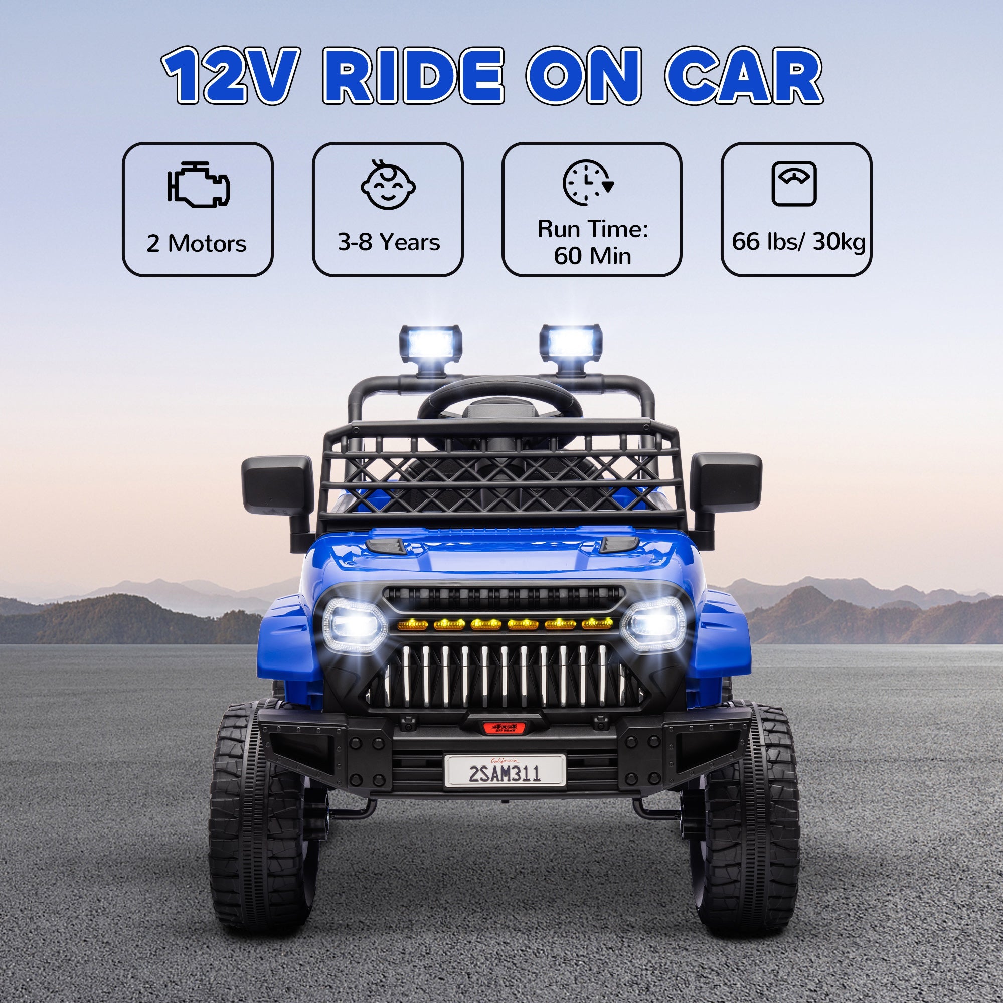 Qaba 12V Ride on Truck, Electric Car for Kids with Remote Control, Suspension, 3 Speeds, USB Music Headlights, Dark Blue