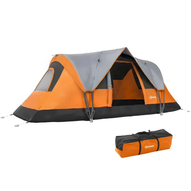 5-6 Person Family Tent, Outdoor Camping Tent with Lighting Hook, Carrying Bag for Camping, Hiking and Travelling Orange