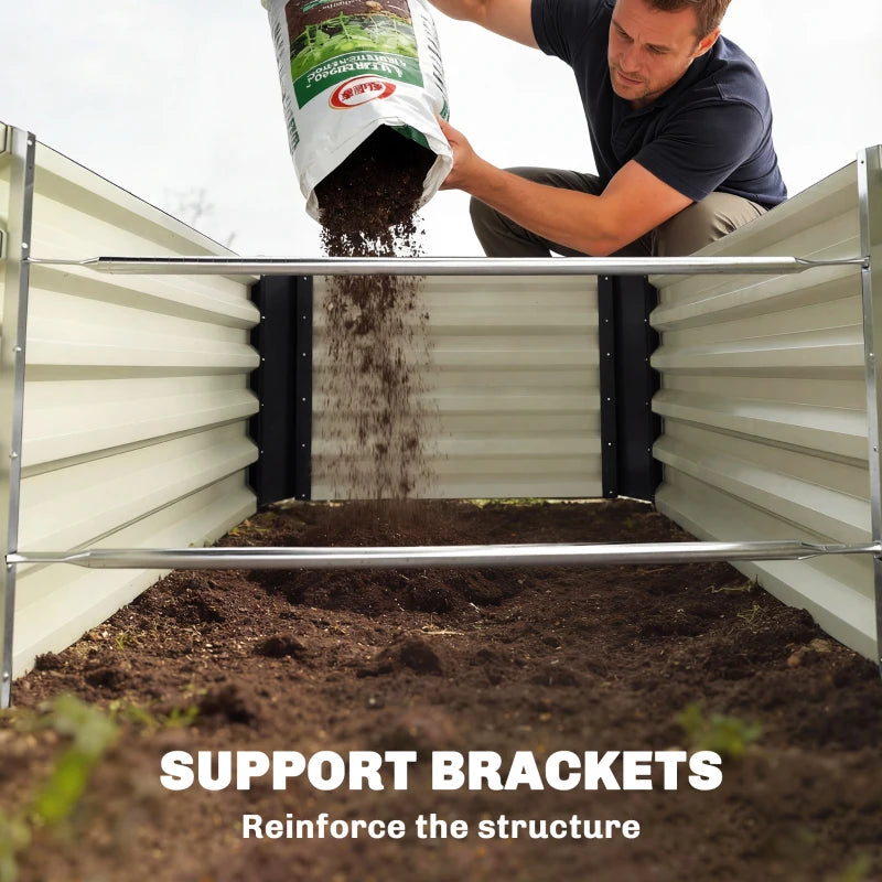 8 x 2.6 x 1.5ft Galvanized Raised Garden Bed, Reinforced Outdoor Planter Box with Open Bottom, Black