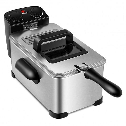 3.2 Quart Electric Stainless Steel Deep Fryer with Timer - Free Shipping