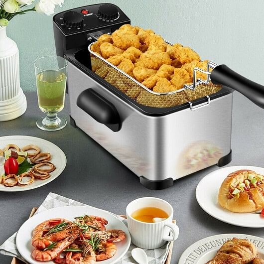 3.2 Quart Electric Stainless Steel Deep Fryer with Timer - Free Shipping
