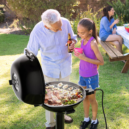 1600W Portable Electric BBQ Grill with Removable Non-Stick Rack-Black - Free Shipping