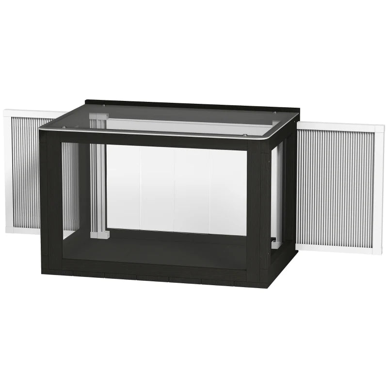 Catio Outdoor Cat Enclosure Adjustable Cat House Waterproof Top for Window 24" x18.5" x16.1" Black & White