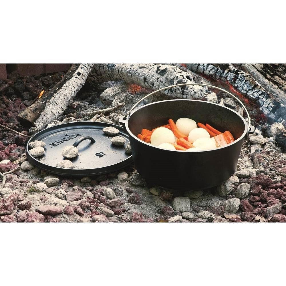 8-Quart Deep Seasoned Cast Iron Dutch Oven with Lid and Metal Handle - Free Shipping