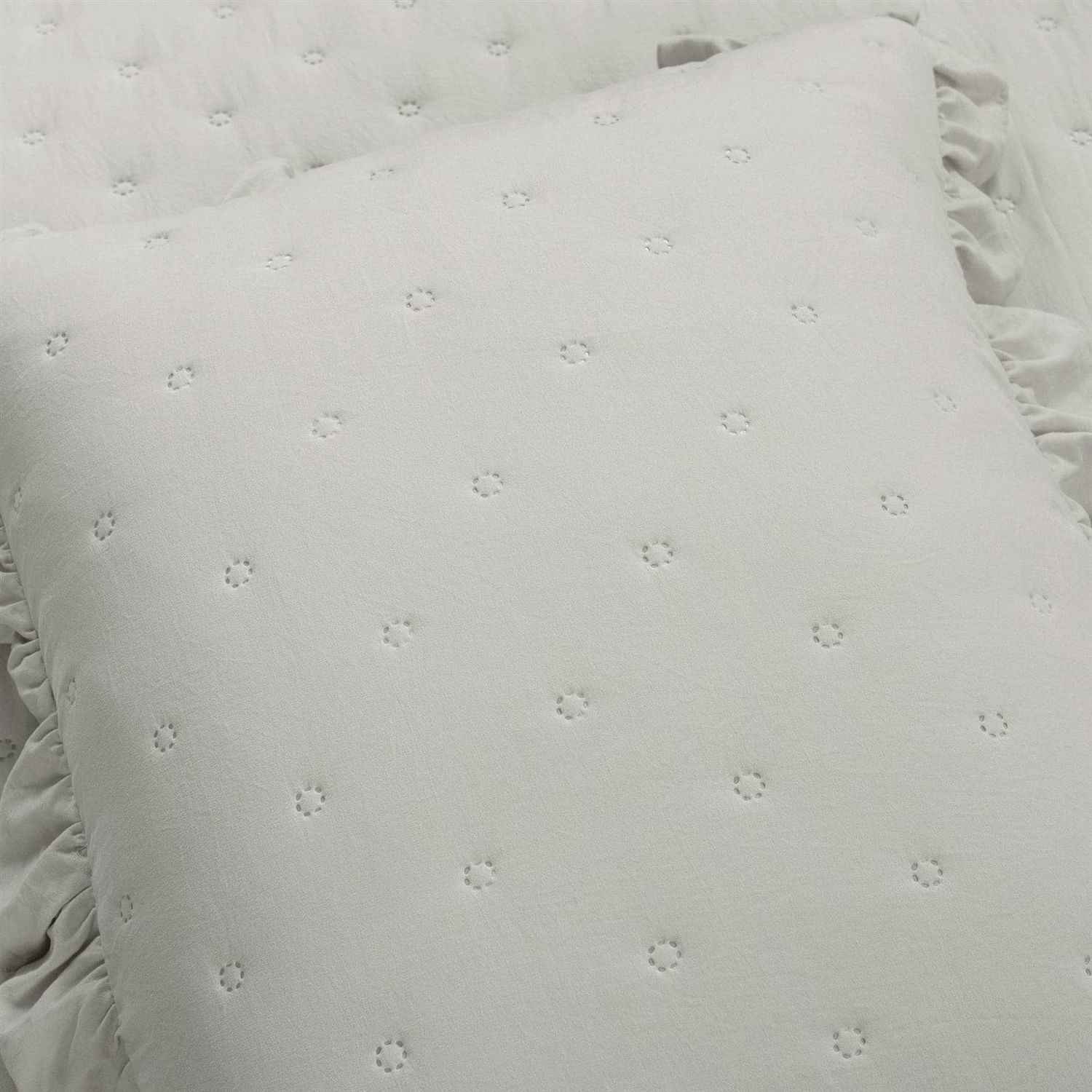 Full/Queen Lightweight Grey Ruffle Reversible Oversized 3 Piece Quilt Set - Free Shipping