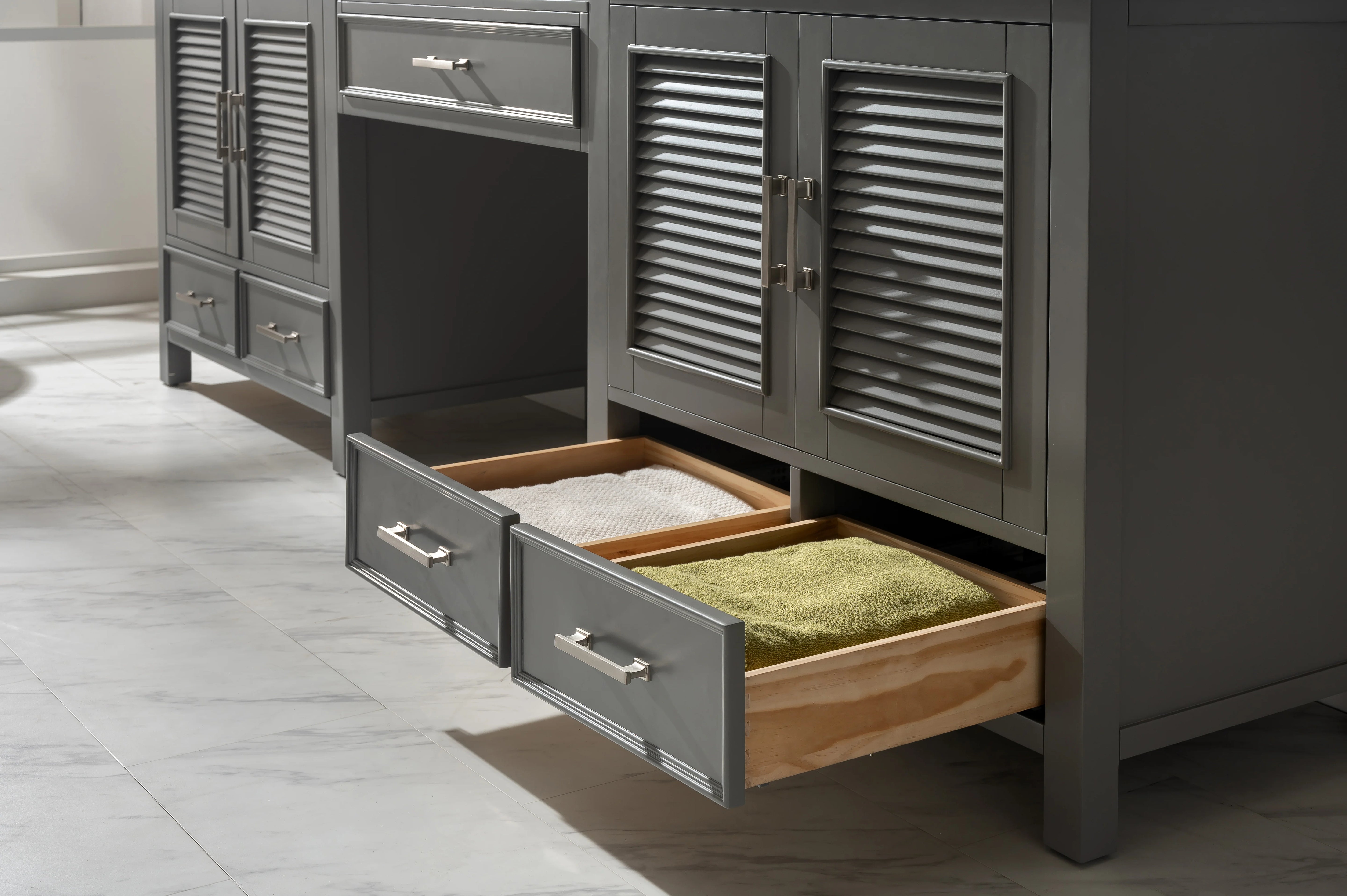 Estate 102" Double Sink Bathroom Vanity Modular Set with White Quartz Top