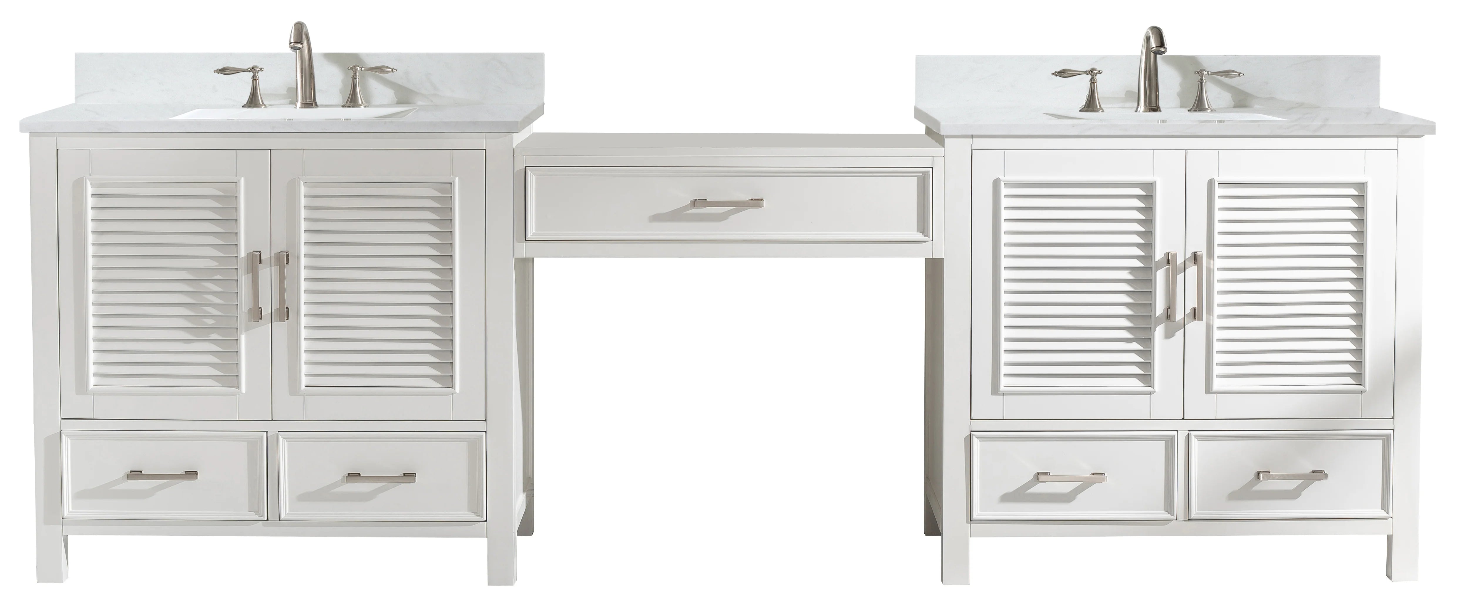 Estate 102" Double Sink Bathroom Vanity Modular Set with White Quartz Top