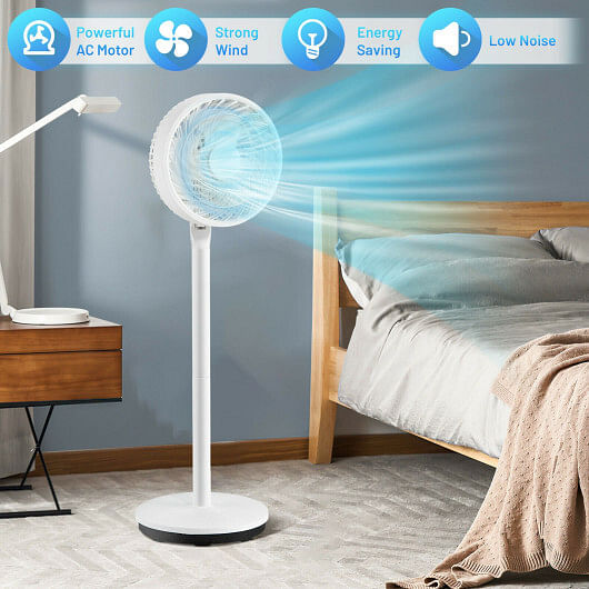 9 Inch Portable Oscillating Pedestal Floor Fan with Adjustable Heights and Speeds-White - Free Shipping