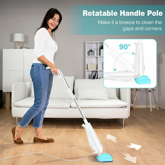 1100 W Electric Steam Mop with Water Tank for Carpet-Turquoise - Free Shipping