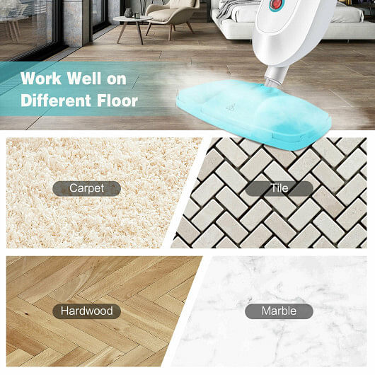 1100 W Electric Steam Mop with Water Tank for Carpet-Turquoise - Free Shipping