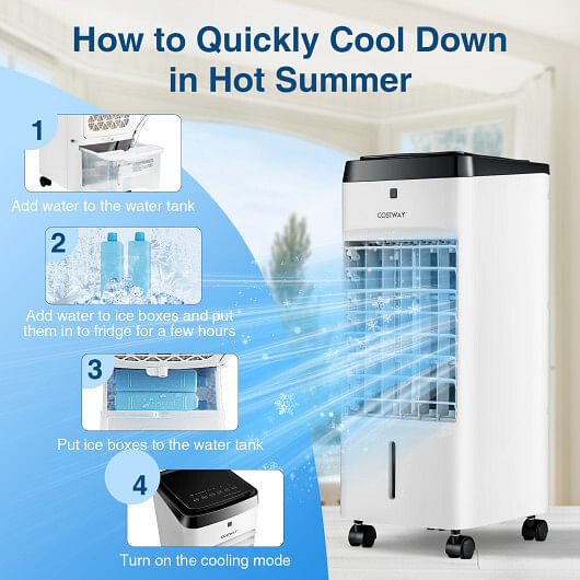 3-in-1 Evaporative Air Cooler with 4 Modes-White - Free Shipping