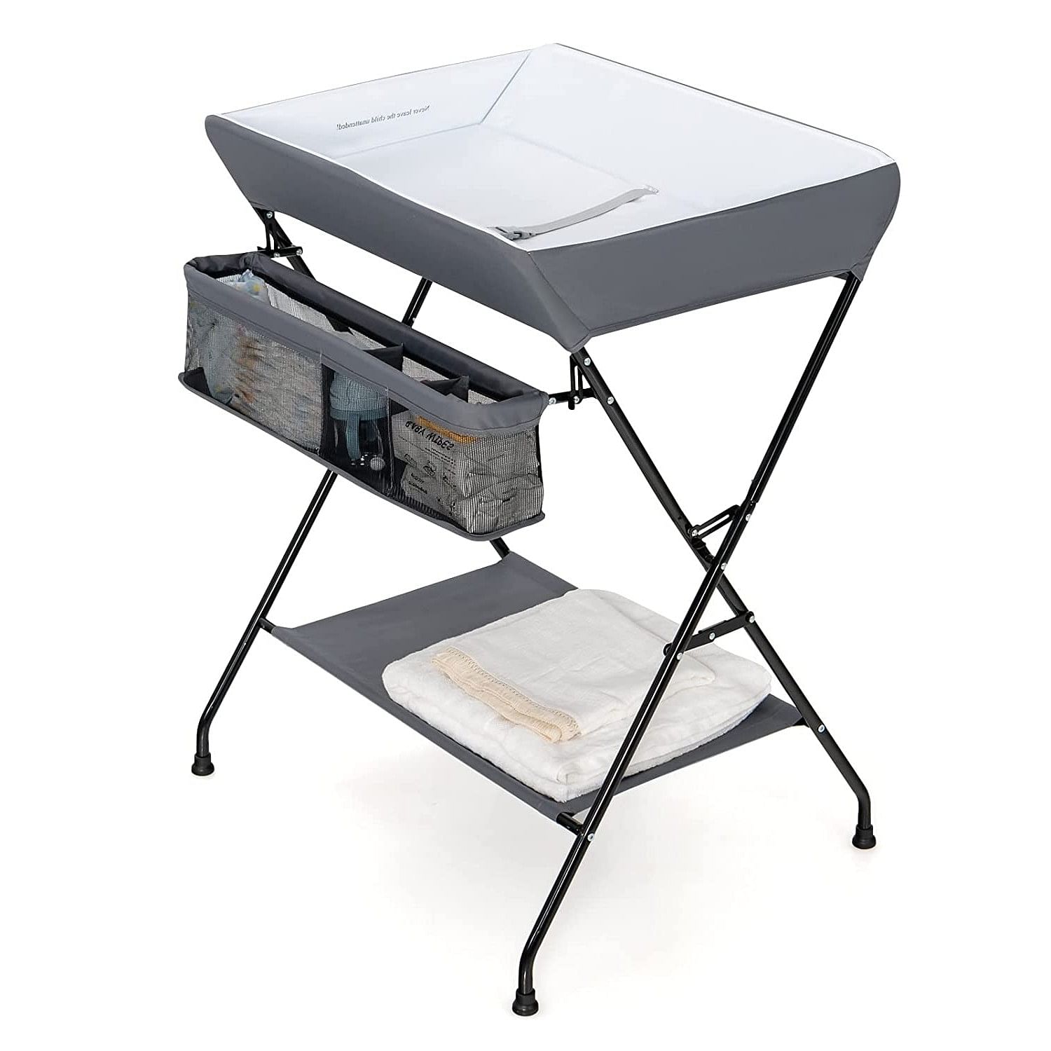 Grey Folding Wide Nursery Diaper Baby Changing Table - Free Shipping