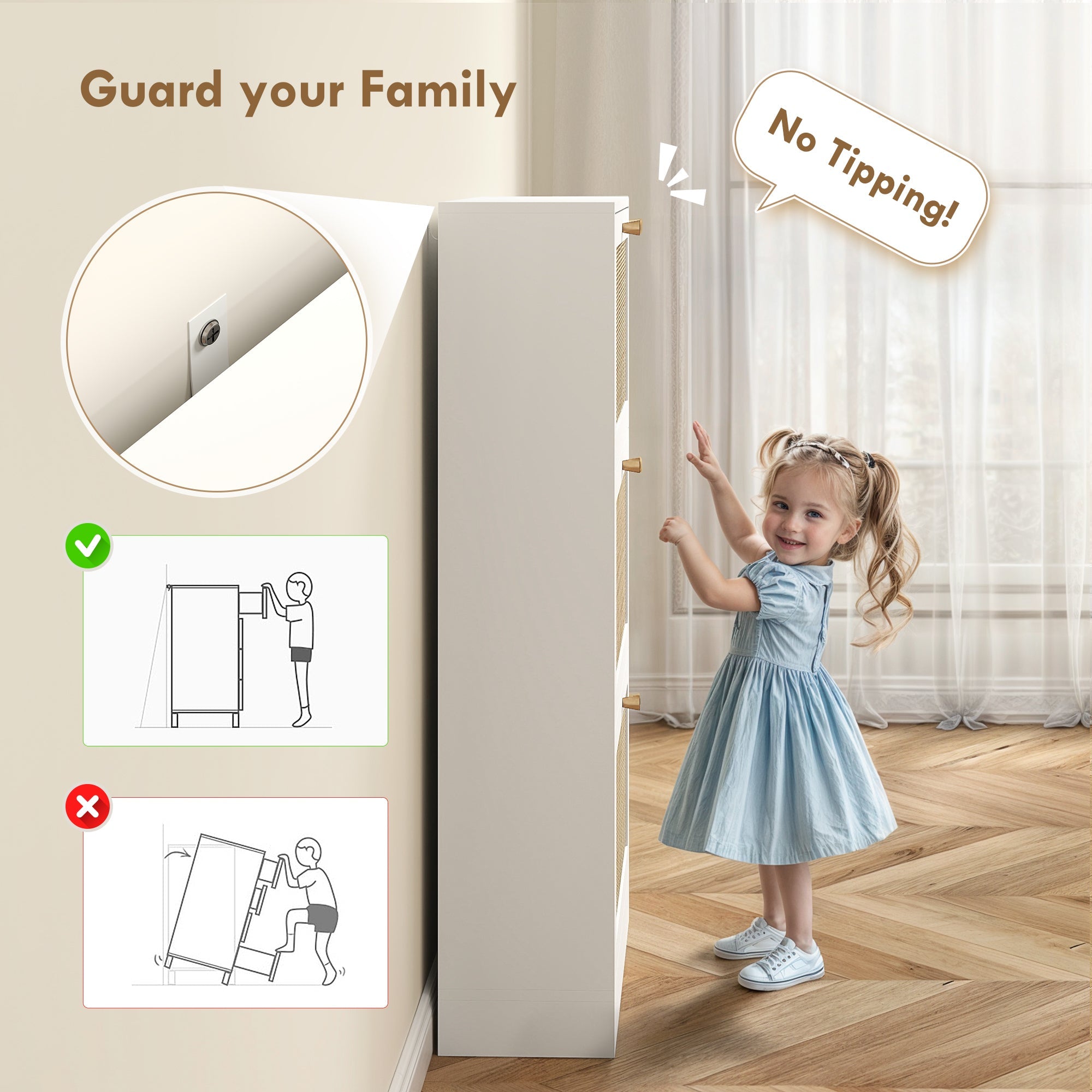 HOMCOM Rattan Shoe Storage Cabinet with 3 Flip Drawers and Adjustable Shelves, Entryway Shoe Cabinet for 18 Pairs, White