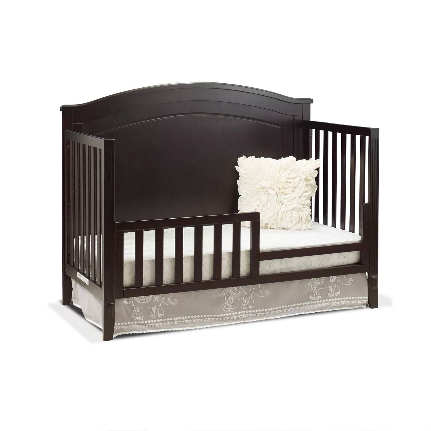 SF Home Solid Wood Toddler Bed Rail in Espresso Finish - Crib Sold Separately - Free Shipping