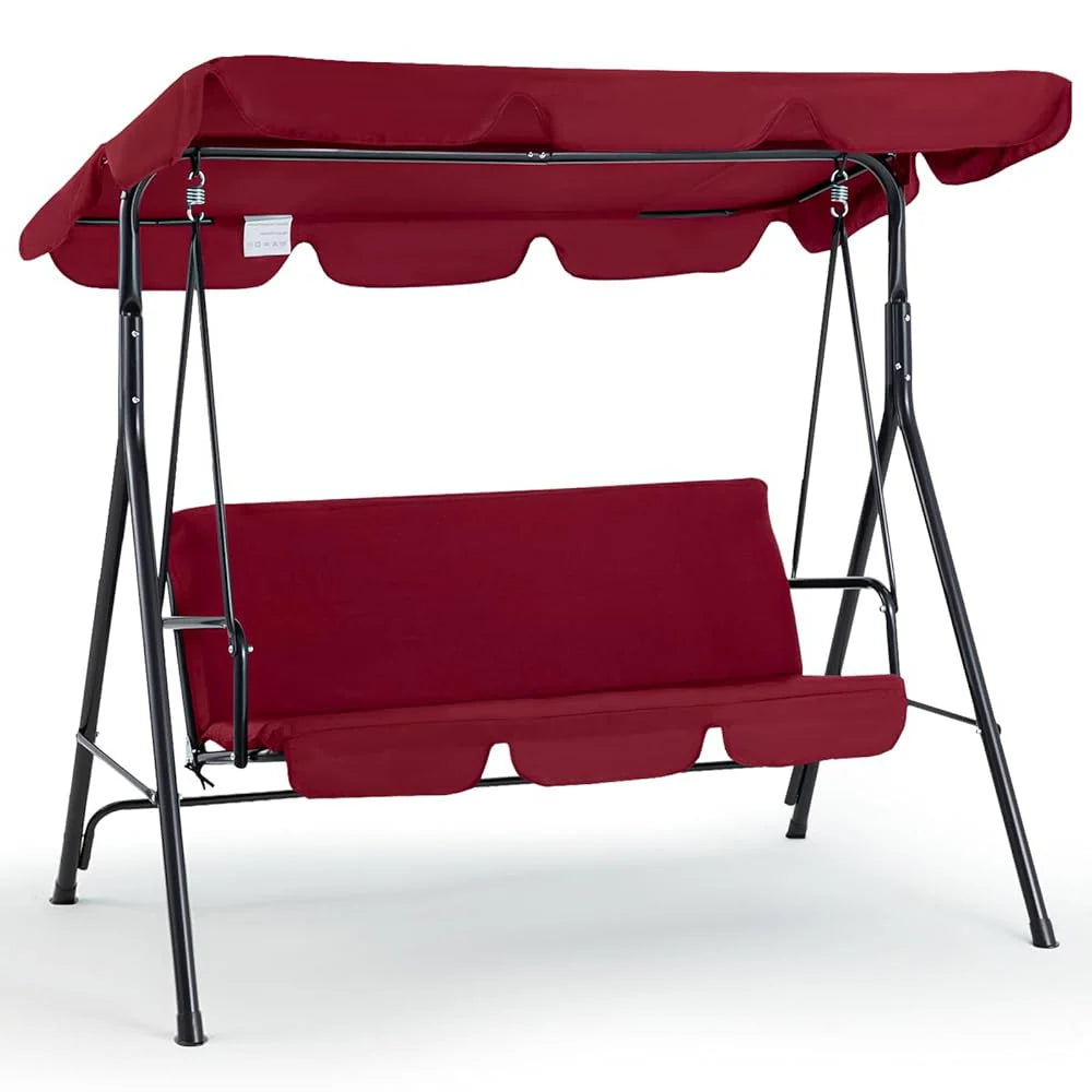 AECOJOY 3-Seat Outdoor Patio Swing Chair – Heavy-Duty Canopy Swing Bench for Backyard, Porch & Garden
