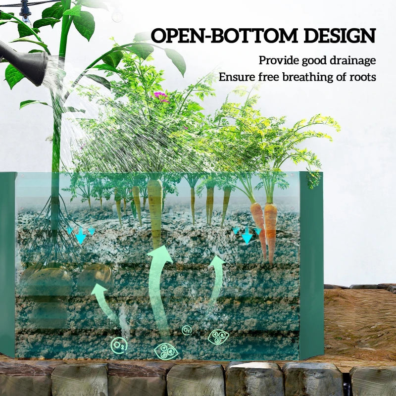 6' x 3' x 2' Raised Garden Bed, Galvanized Planter Box for Growing Flowers, Herbs and Vegetables, Dark Green