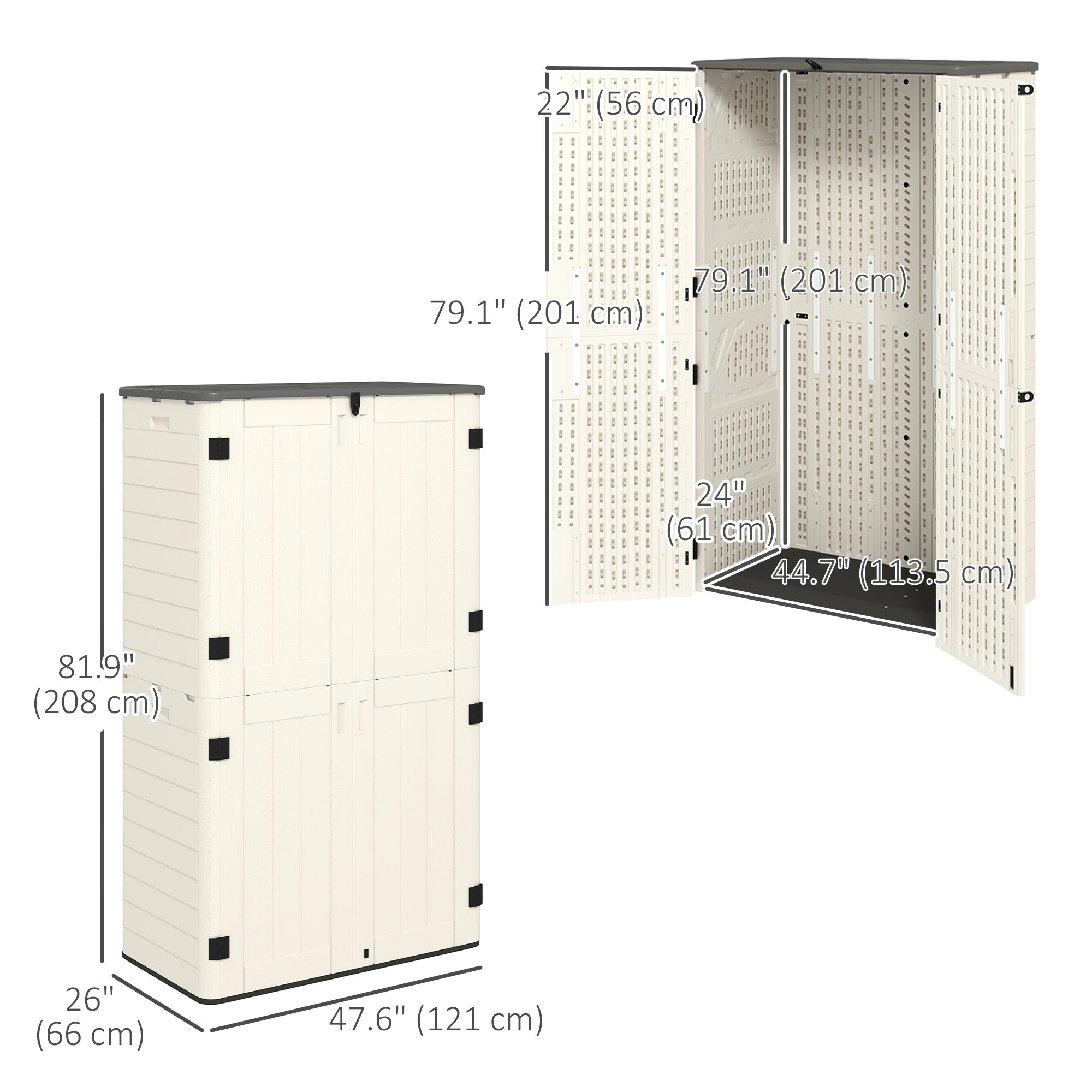 Outsunny 368 Gallon Outdoor Storage Cabinet with Openable Top and Lockable Doors for Lawnmower, Trash Can, Patio Accessories