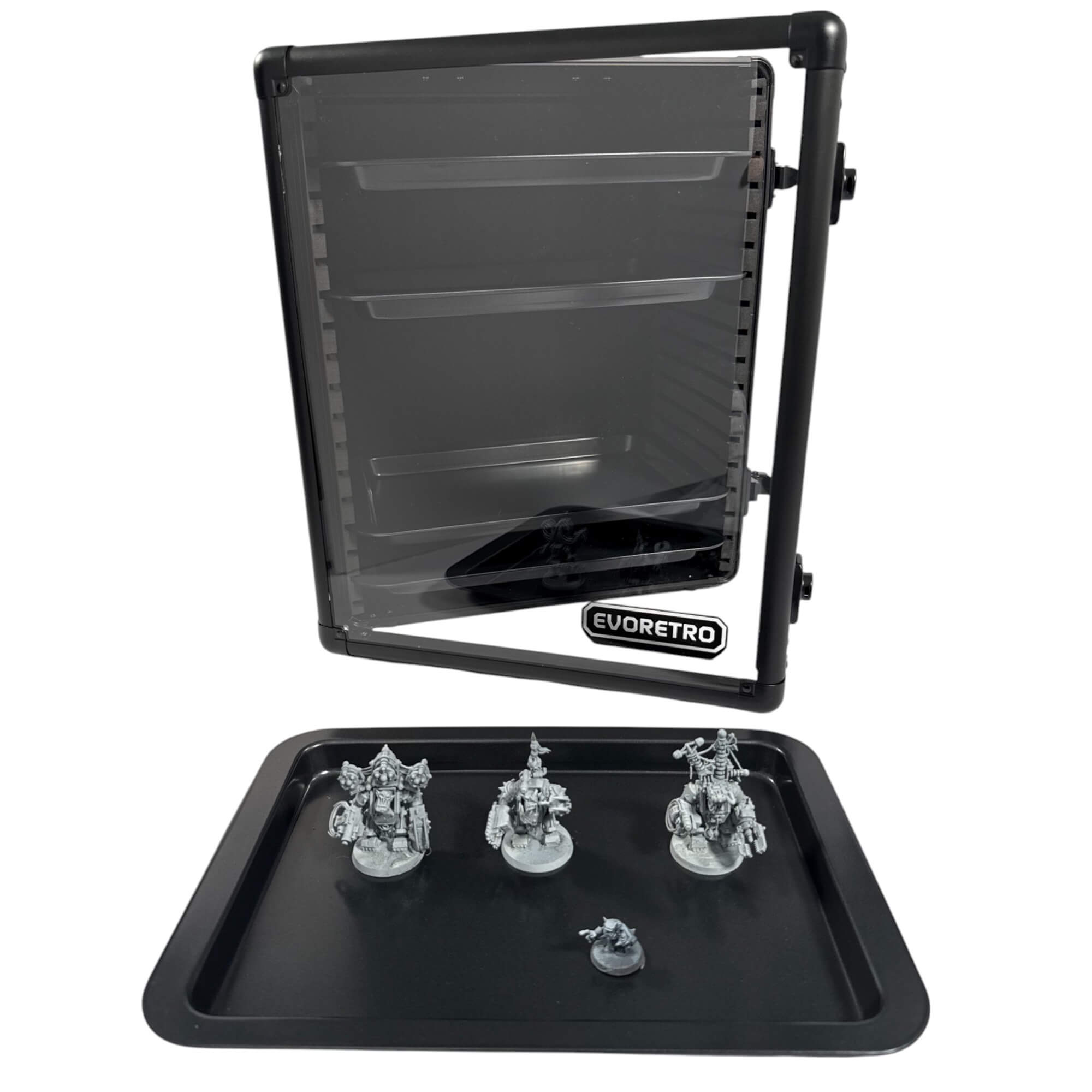 Aluminum Miniatures Display Case with 5 Magnetic Trays