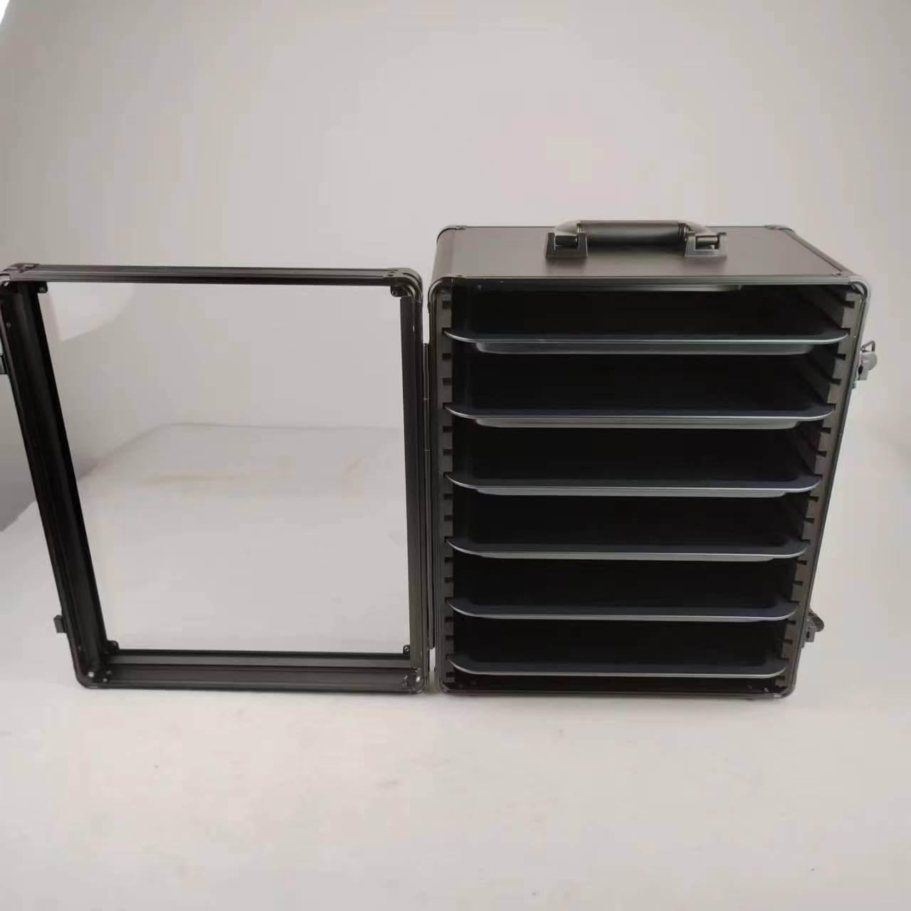 Aluminum Miniatures Display Case with 5 Magnetic Trays