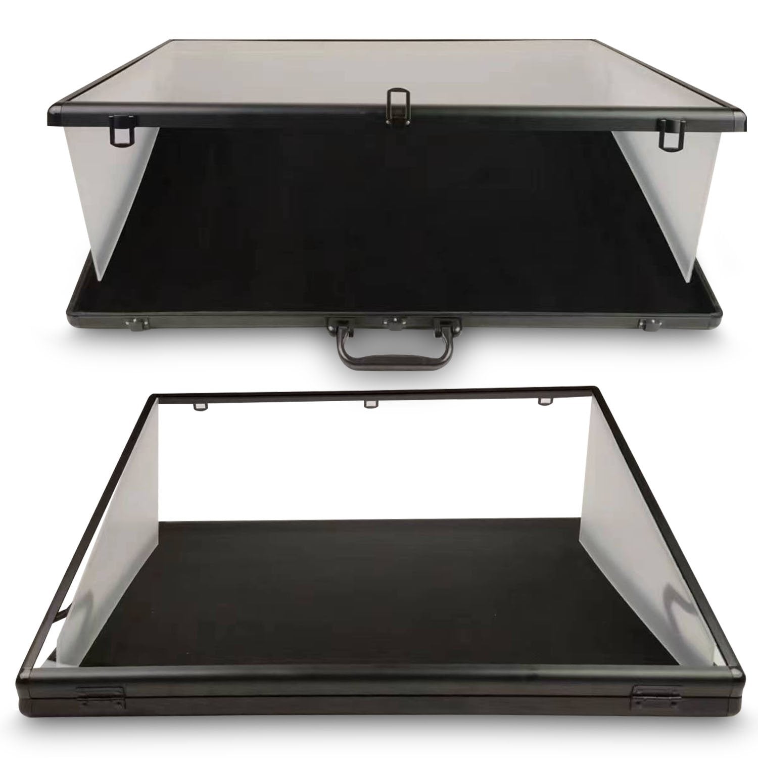 Lockable Aluminum Showcase Display Case 36x24x1.65" Black – Secure & Stylish Storage for Collectibles